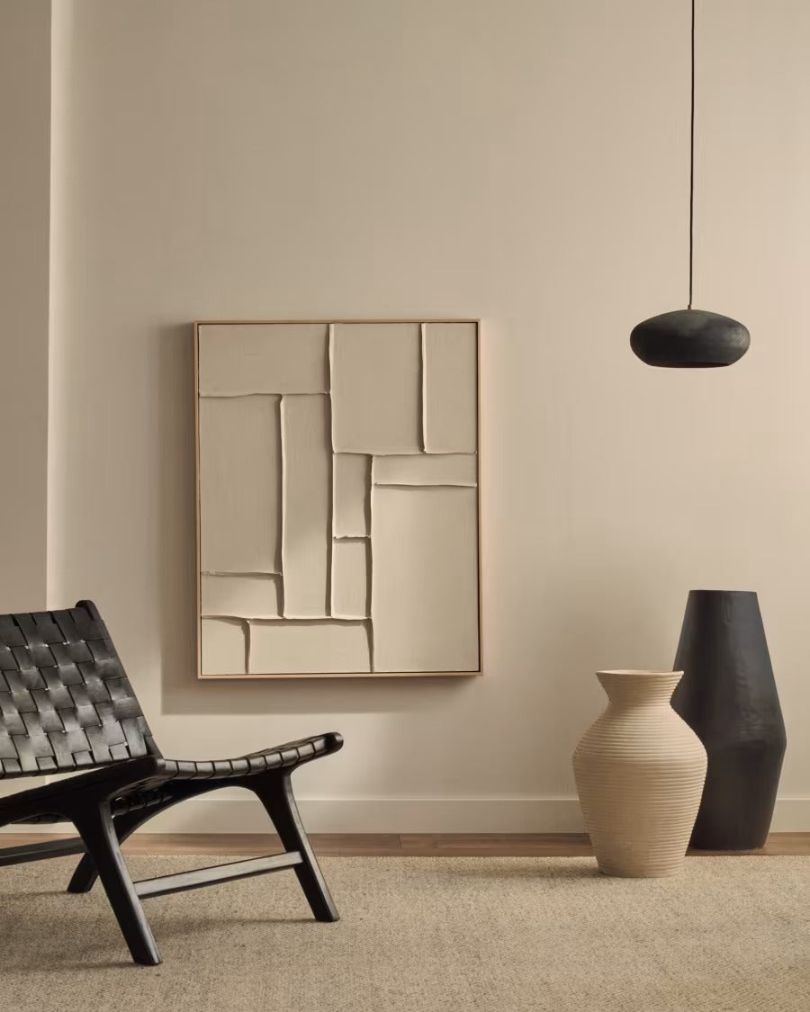 Klis White Linen Picture with Geometric Shapes, 80 x 100 cm