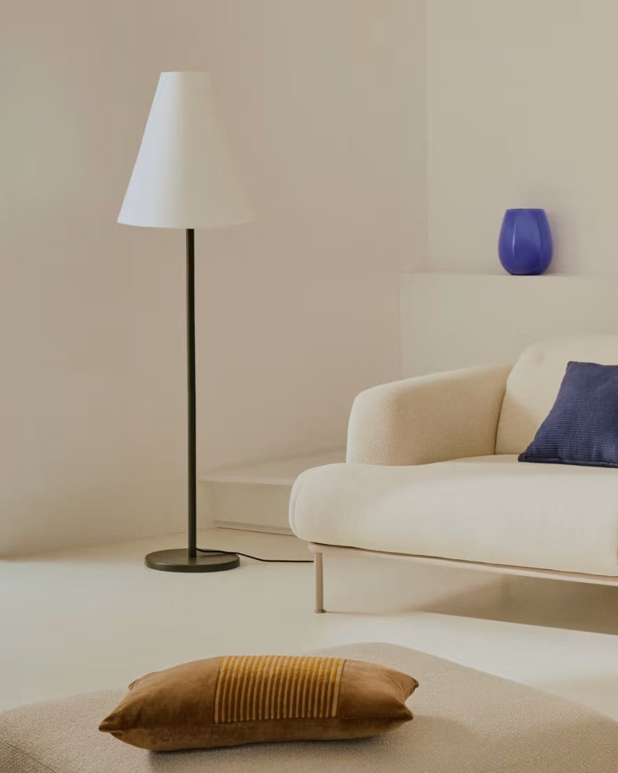 Navat Floor Lamp with a Metal Base in a Green Painted Finish