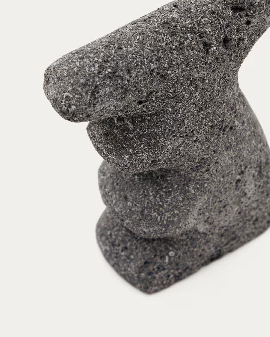 Arif Set of Stone Sculptures in a beige and black finish, 12cm/15cm