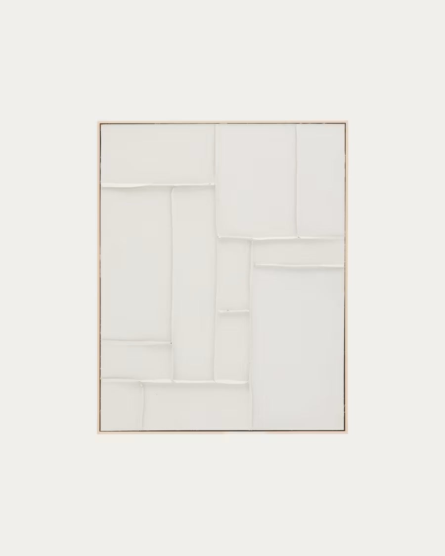 Klis White Linen Picture with Geometric Shapes, 80 x 100 cm