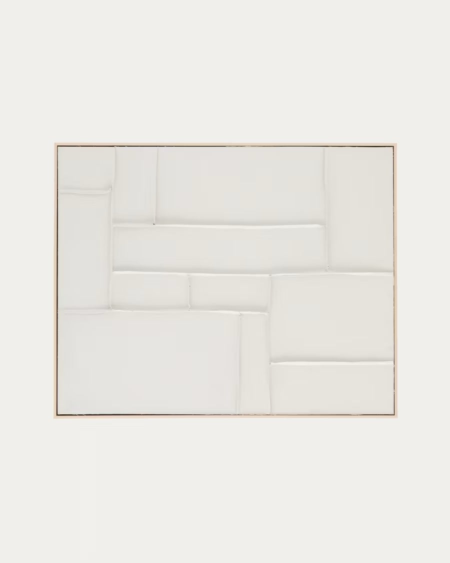 Klis White Linen Picture with Geometric Shapes, 80 x 100 cm