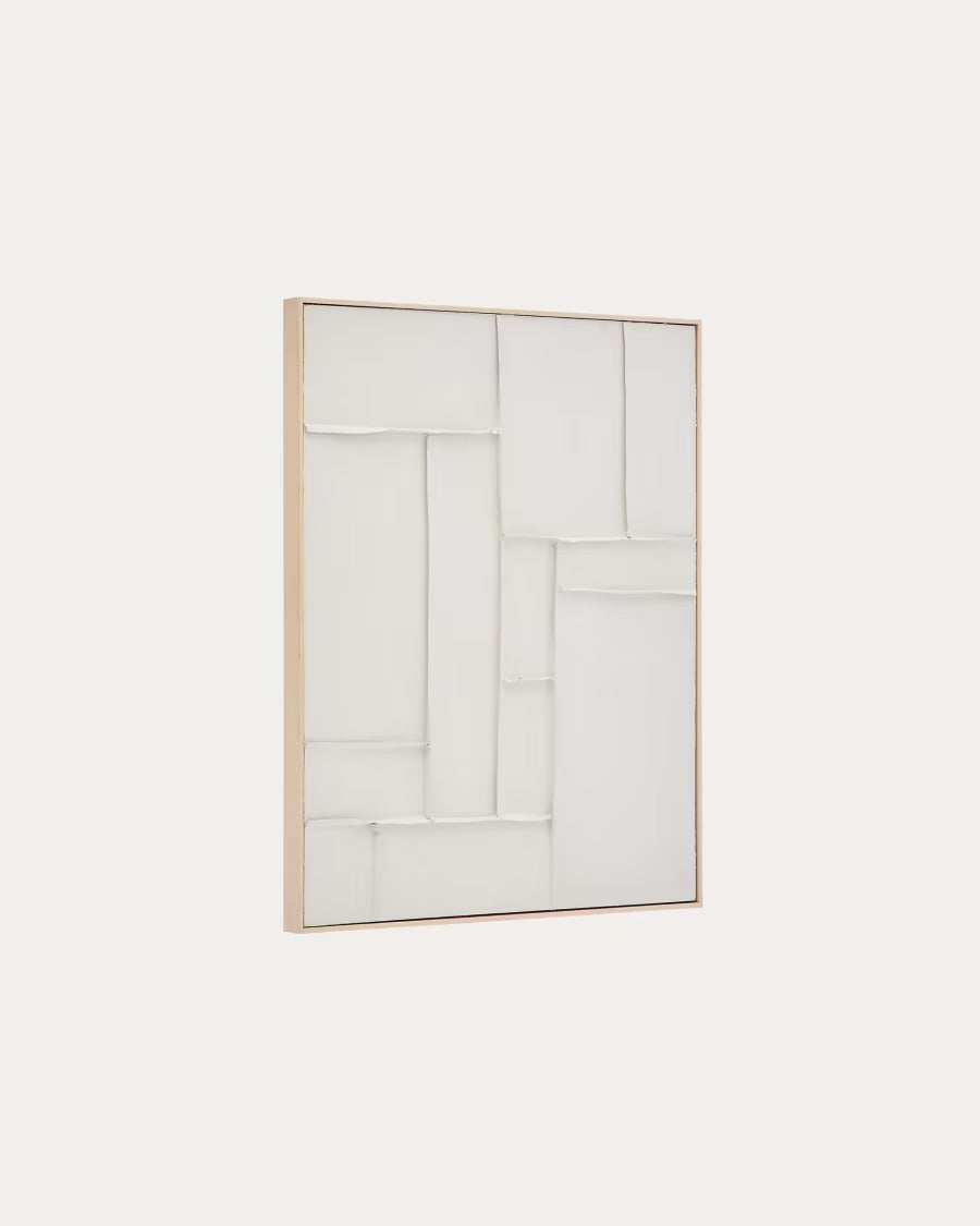 Klis White Linen Picture with Geometric Shapes, 80 x 100 cm