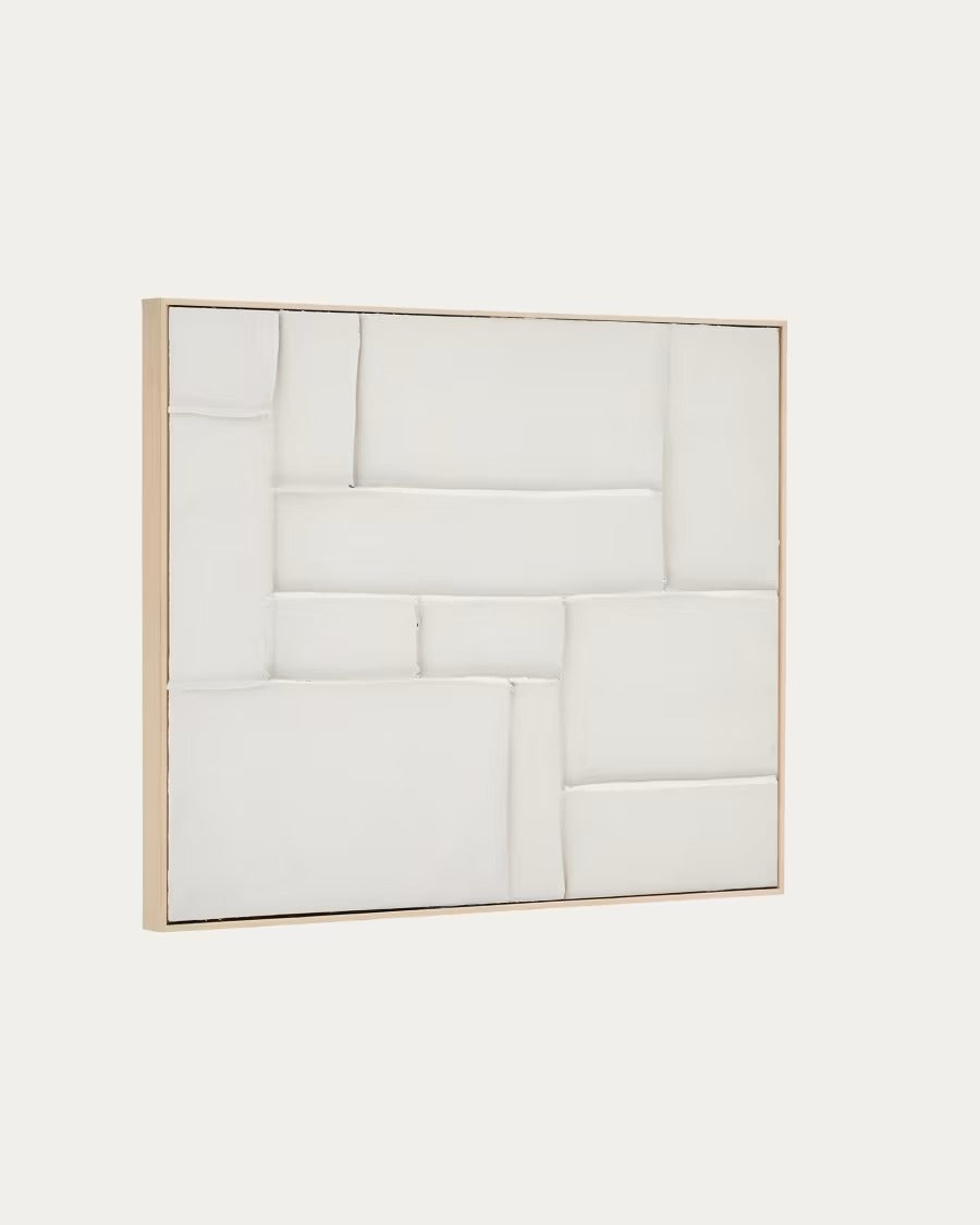 Klis White Linen Picture with Geometric Shapes, 80 x 100 cm