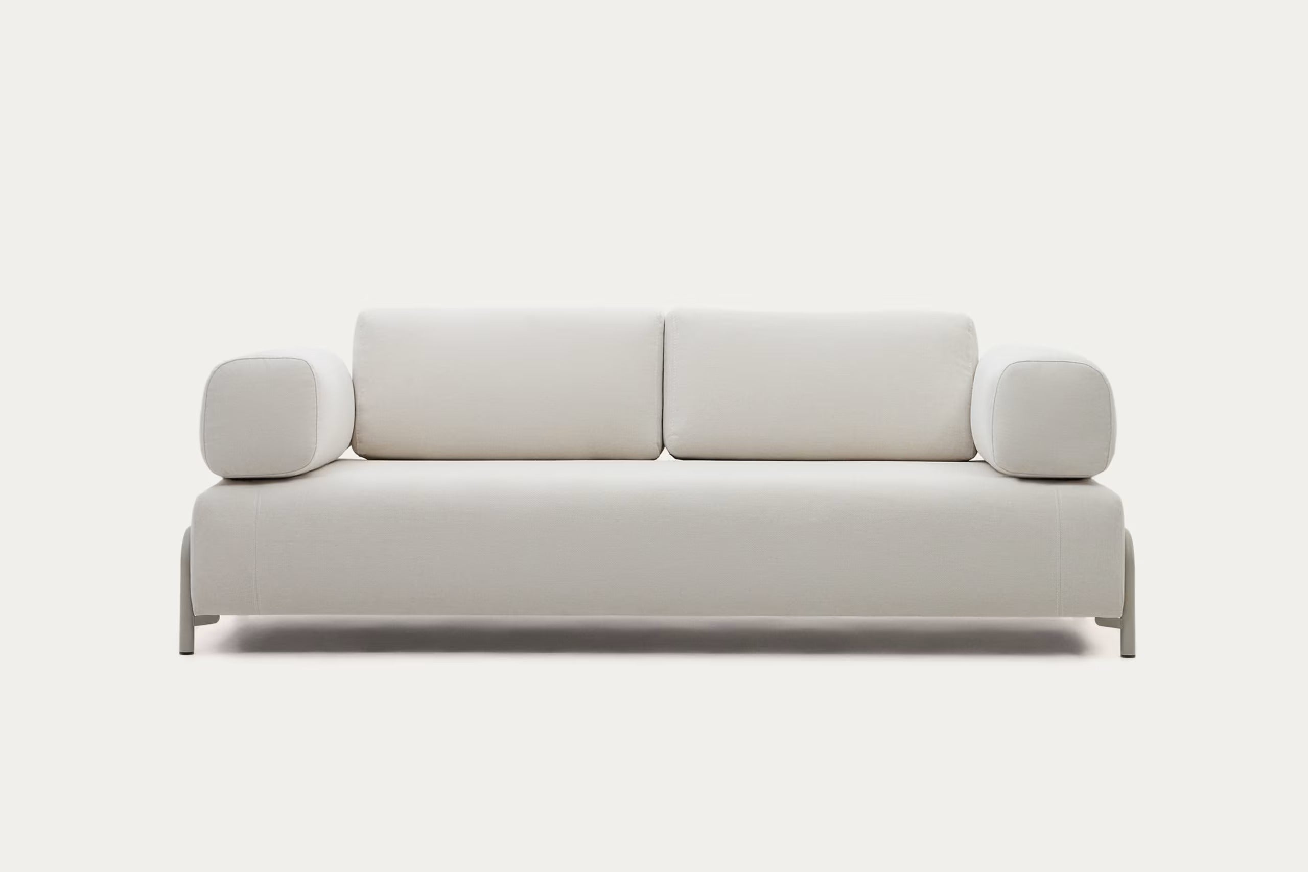 Compo 3 Seater Sofa in beige chenille with beige metal