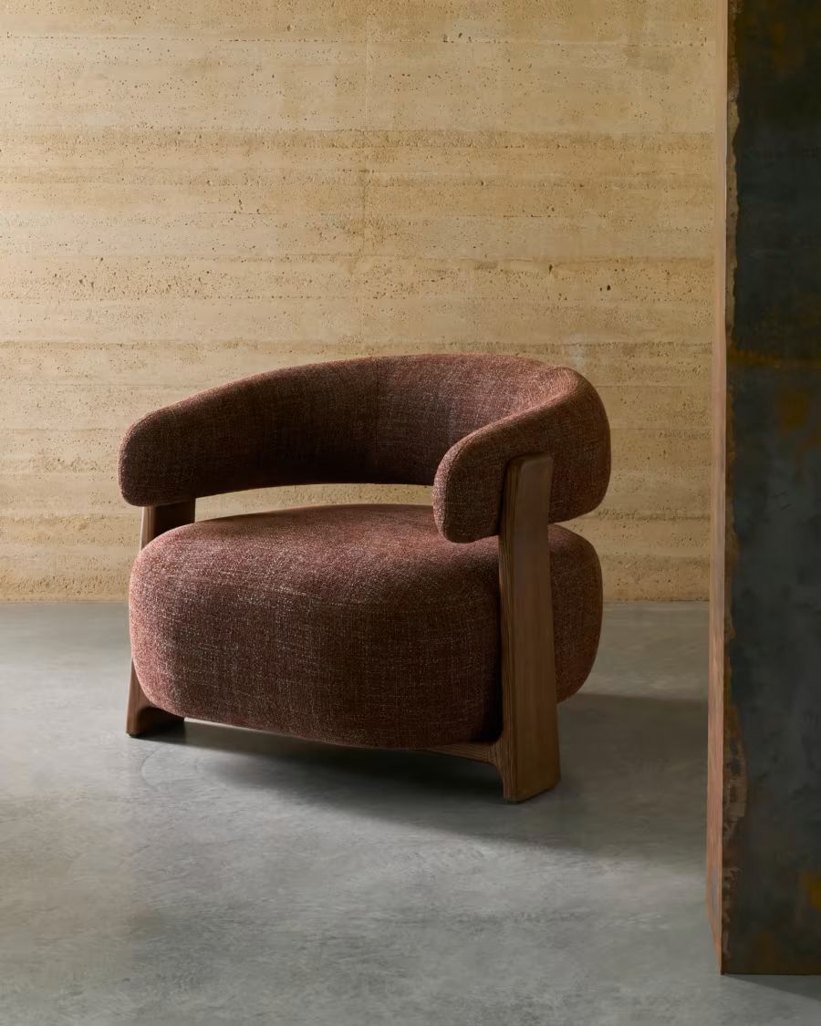 Granite Armchair in brown chenille armchair