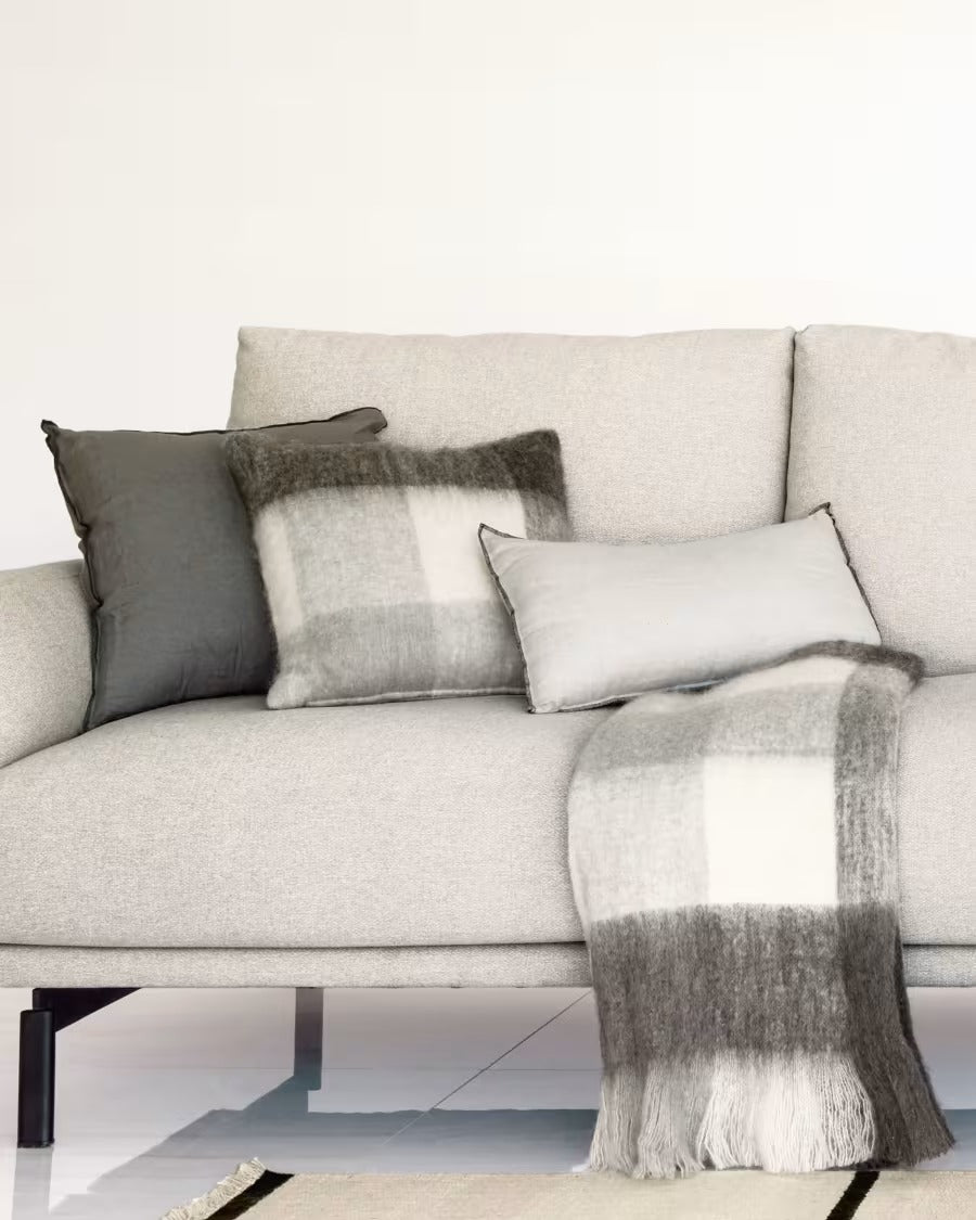 Catarina White and Grey Check Cushion Cover 45 x 45 cm