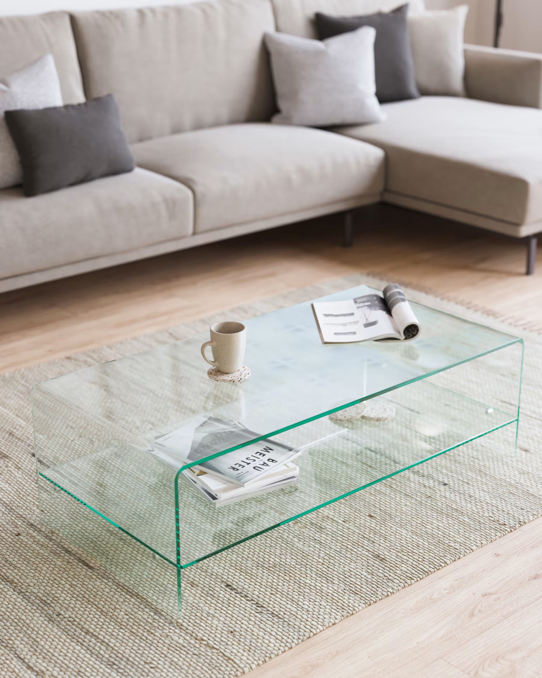 Burano glass coffee table 110 x 55 cm.