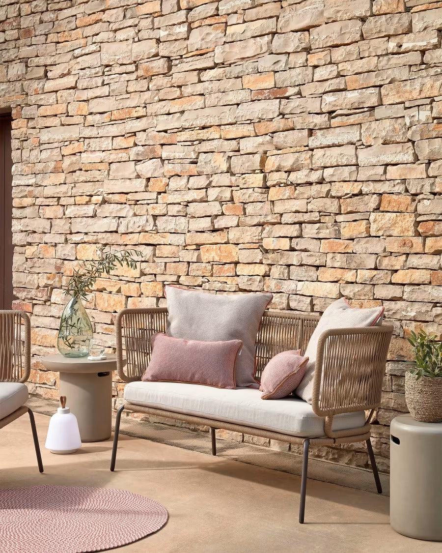 Nadin 2 Seater Sofa in beige cord with galvanised steel legs