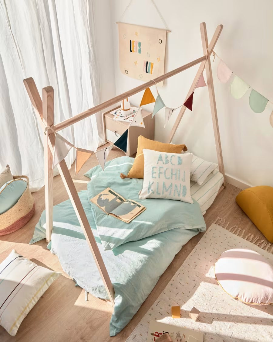 Keila 100% Cotton Blue Alphabet Cushion Cover white 45 x 45 cm