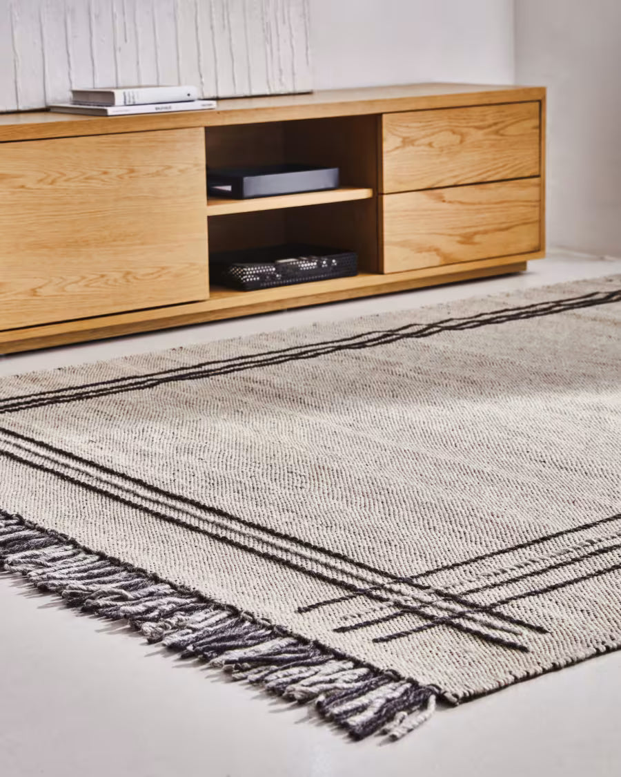Eneo rug with beige and brown tassels# 160 x 230 cm