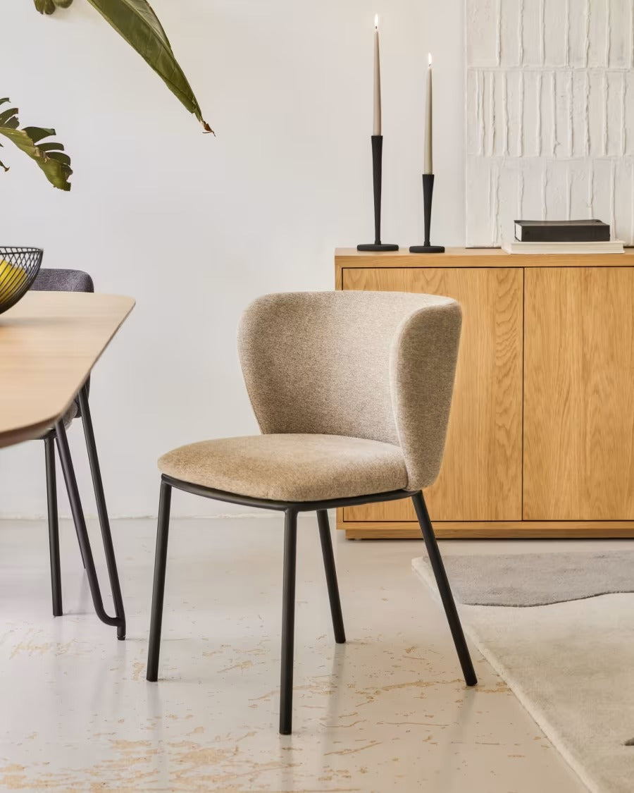 Ciselia Chair in Light Brown Chenille