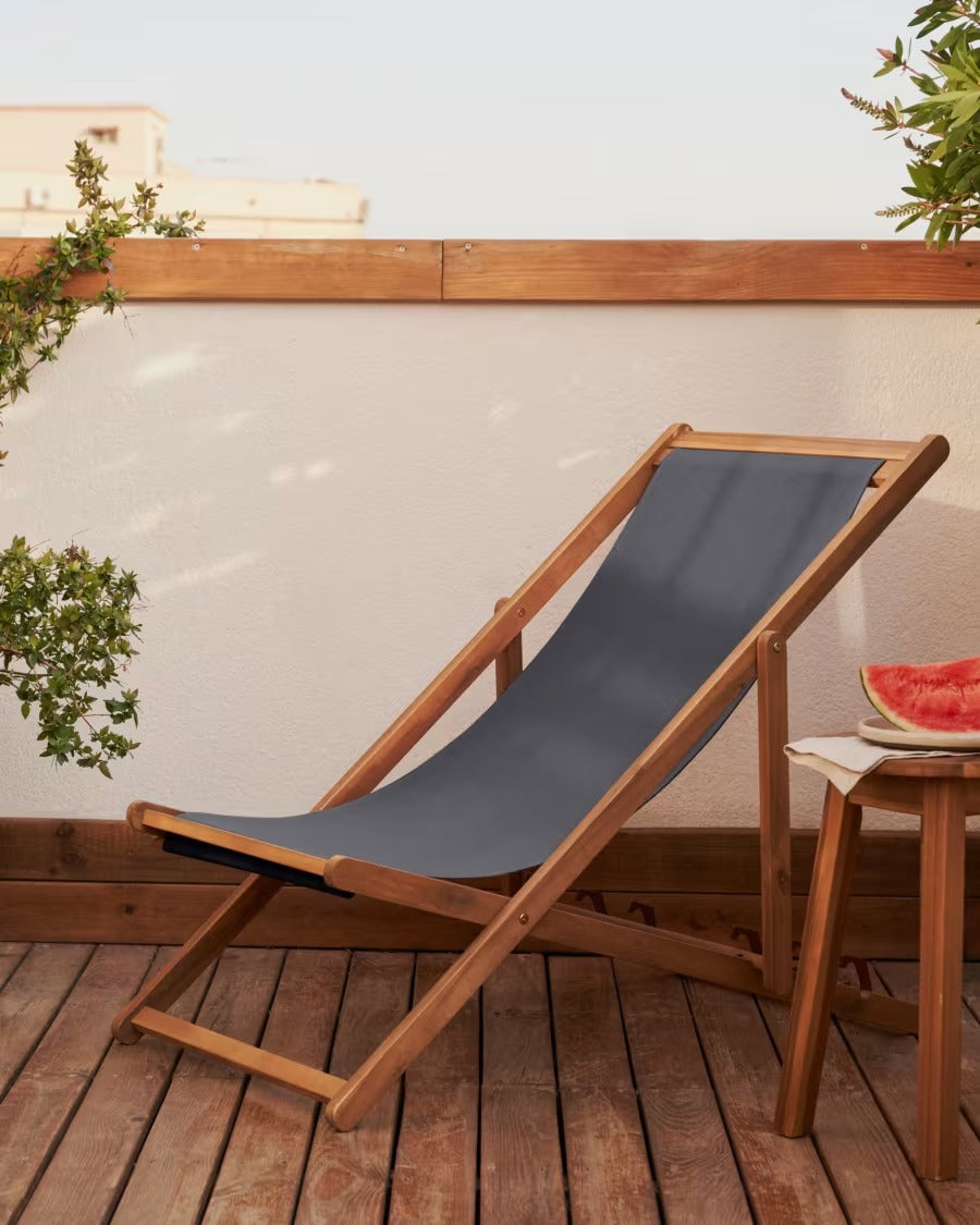 Adredna Folding Outdoor Deck Chair in black