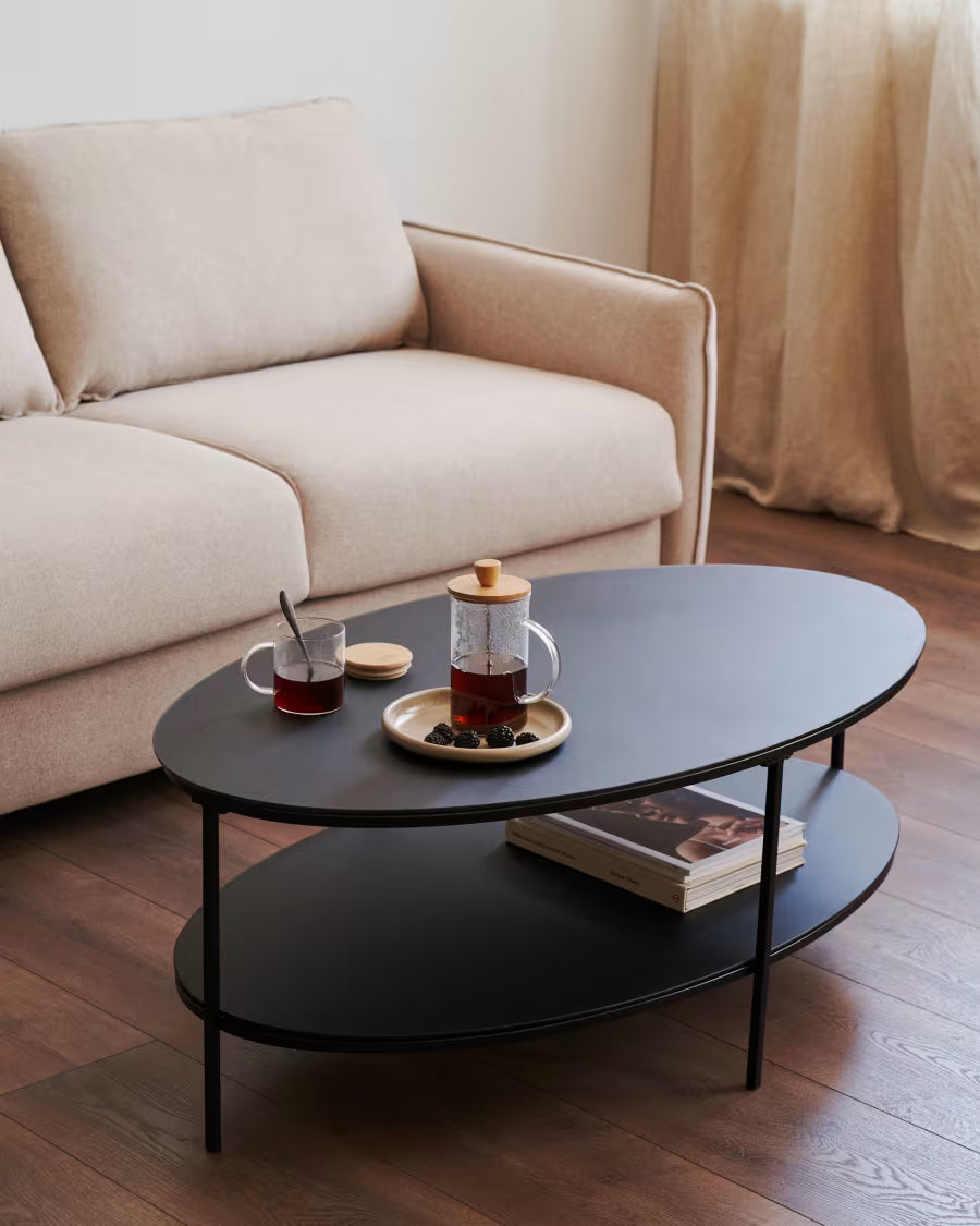 Fideia tempered glass and metal coffee table  110 cm