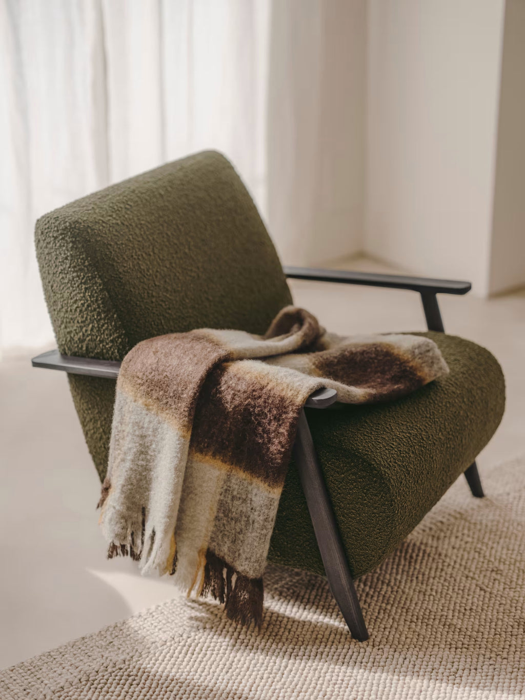 Meghan Armchair in Green Bouclé
