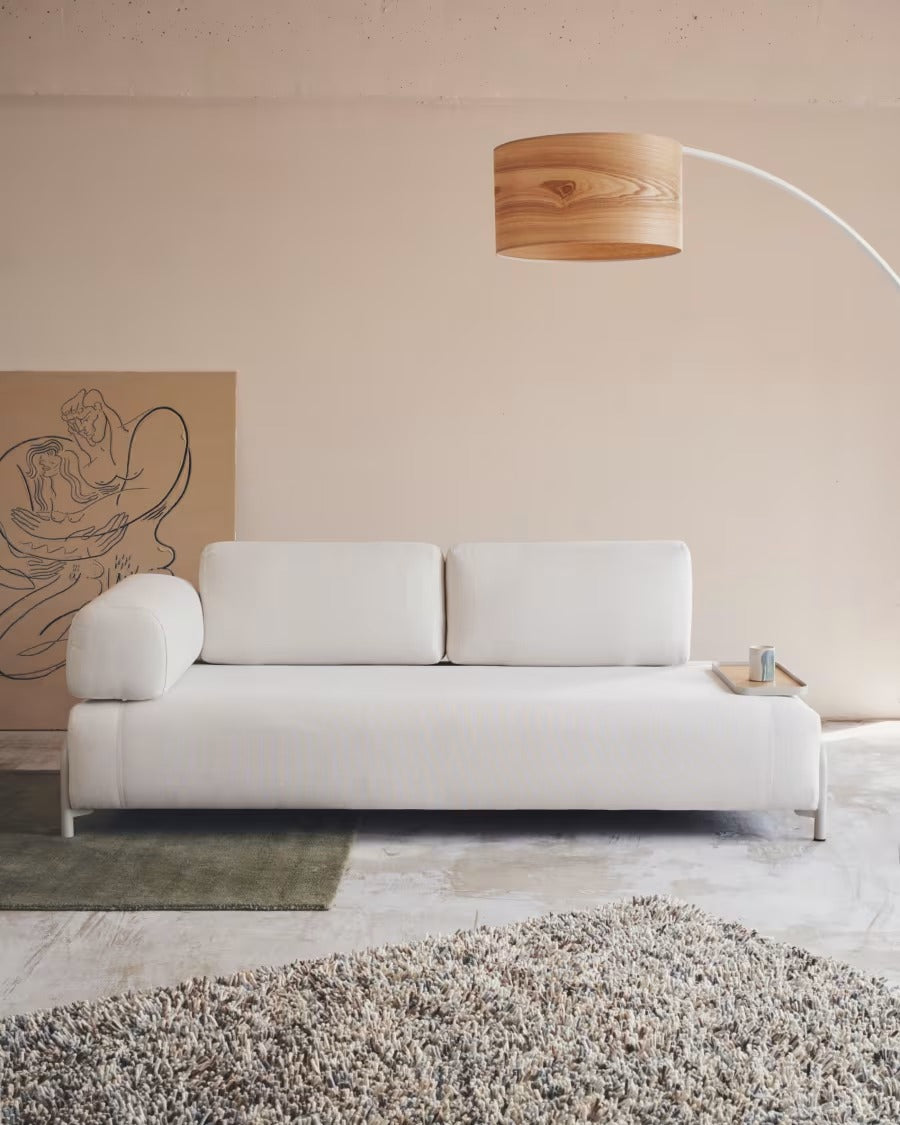 Compo 3-Seater Beige Chenille Sofa