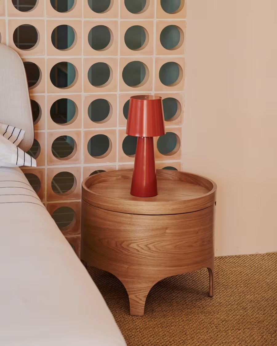 Octavia Bedside Table in ash plywood Ø 55 cm