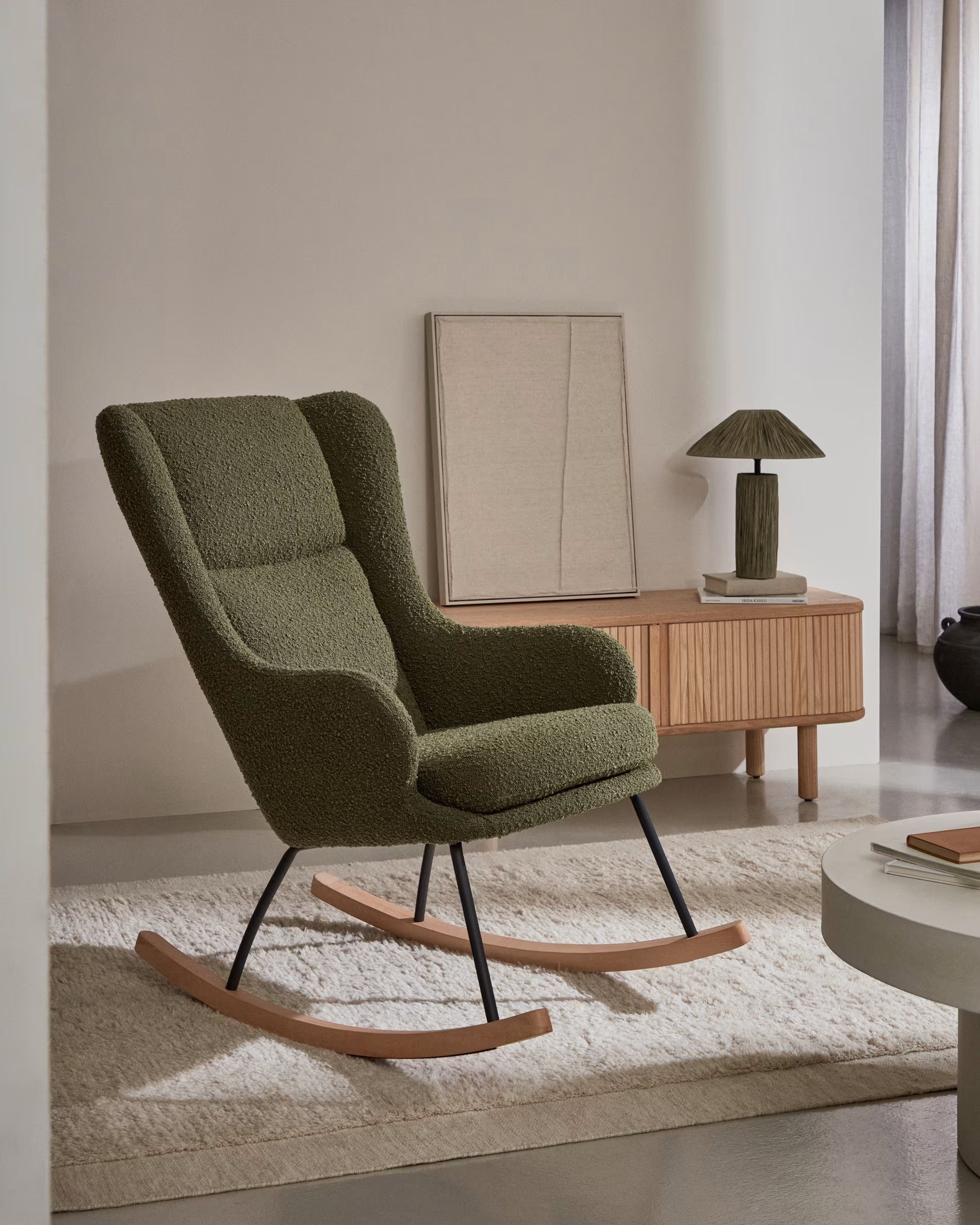 Maustin Rocking Chair in Green Bouclé