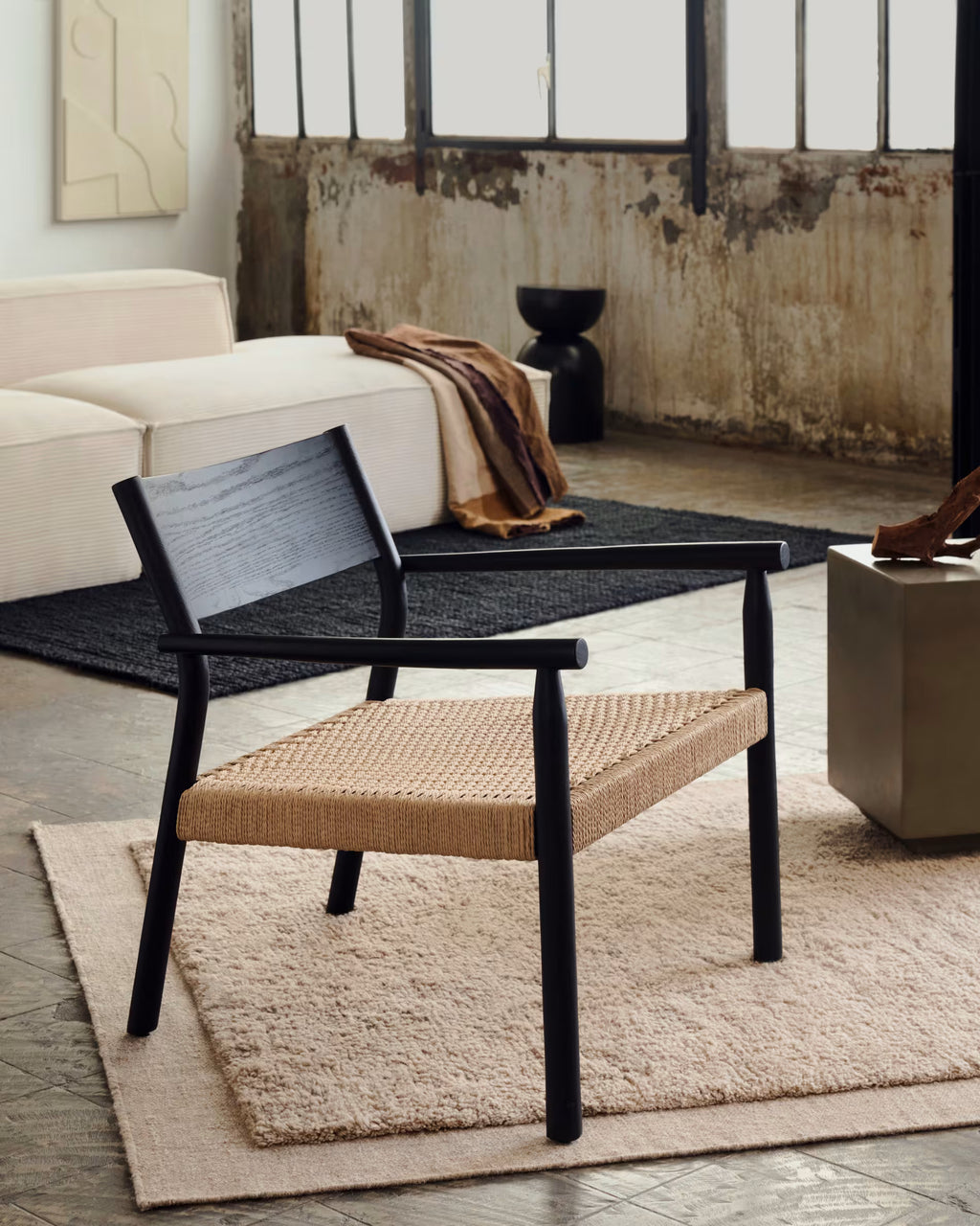 Yalia Armchair in Solid Oak with a Black finish