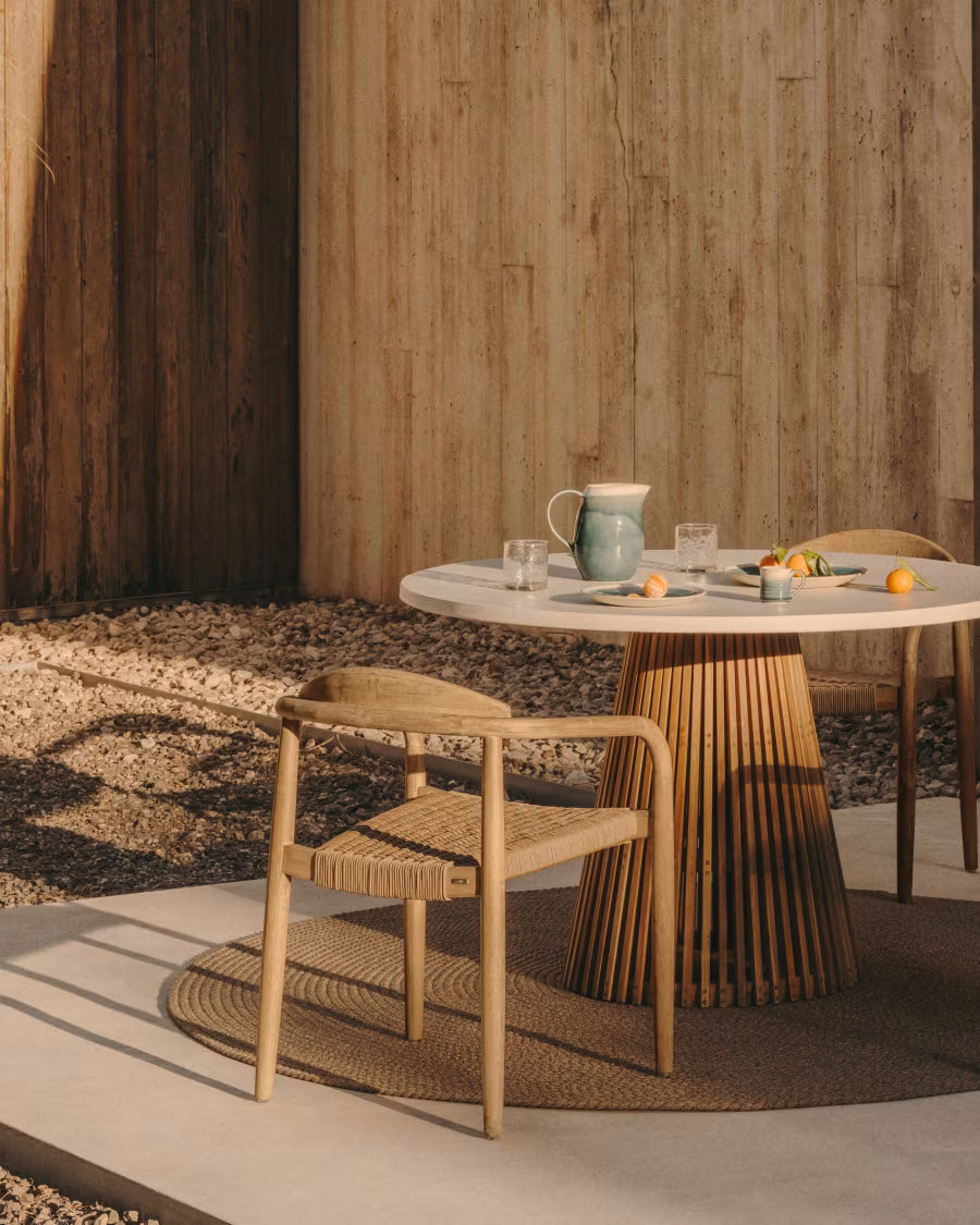 Nina Stackable Chair in Beige.