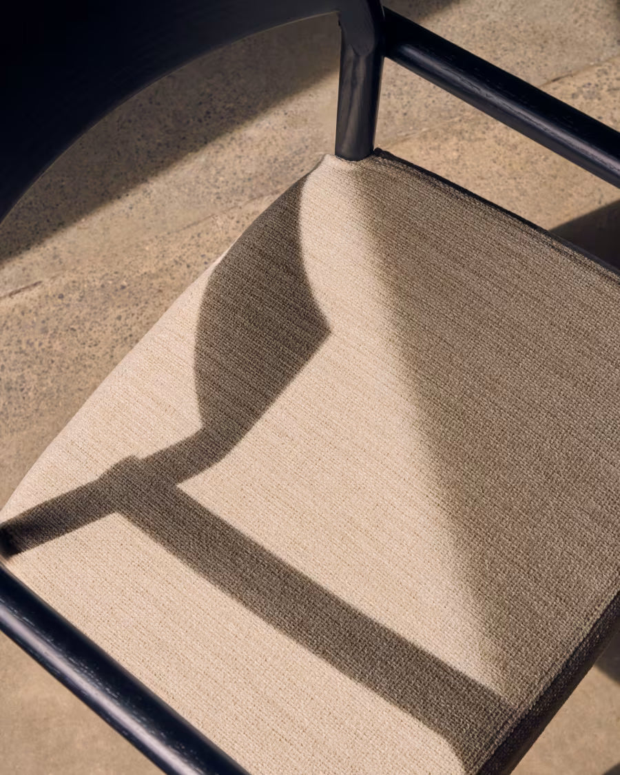 Falconera chair with a removable cover in solid oak wood with black finish