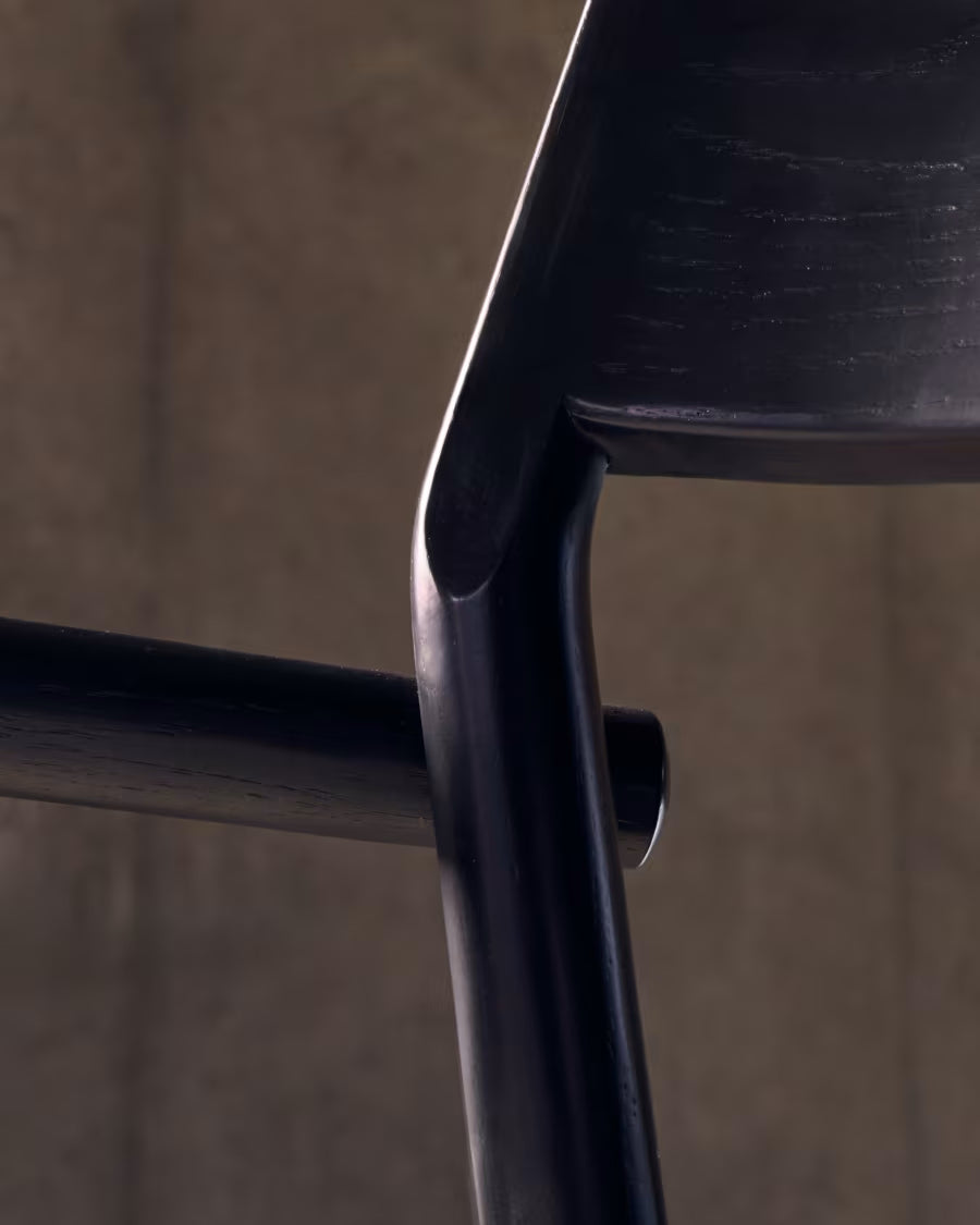 Falconera chair with a removable cover in solid oak wood with black finish