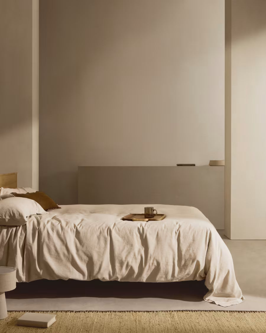 Simmel grey# cotton and linen duvet and pillow cover set# 180 cm bed