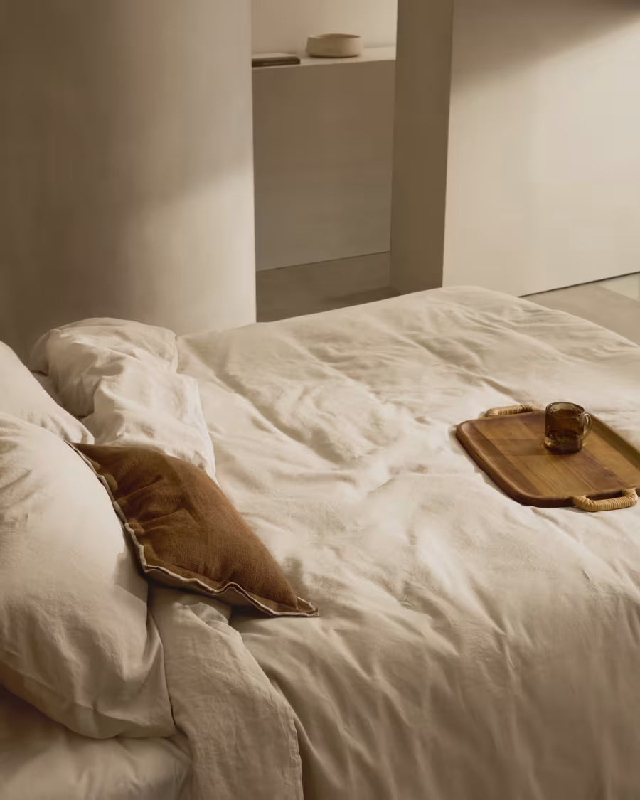 Simmel grey# cotton and linen duvet and pillow cover set# 180 cm bed