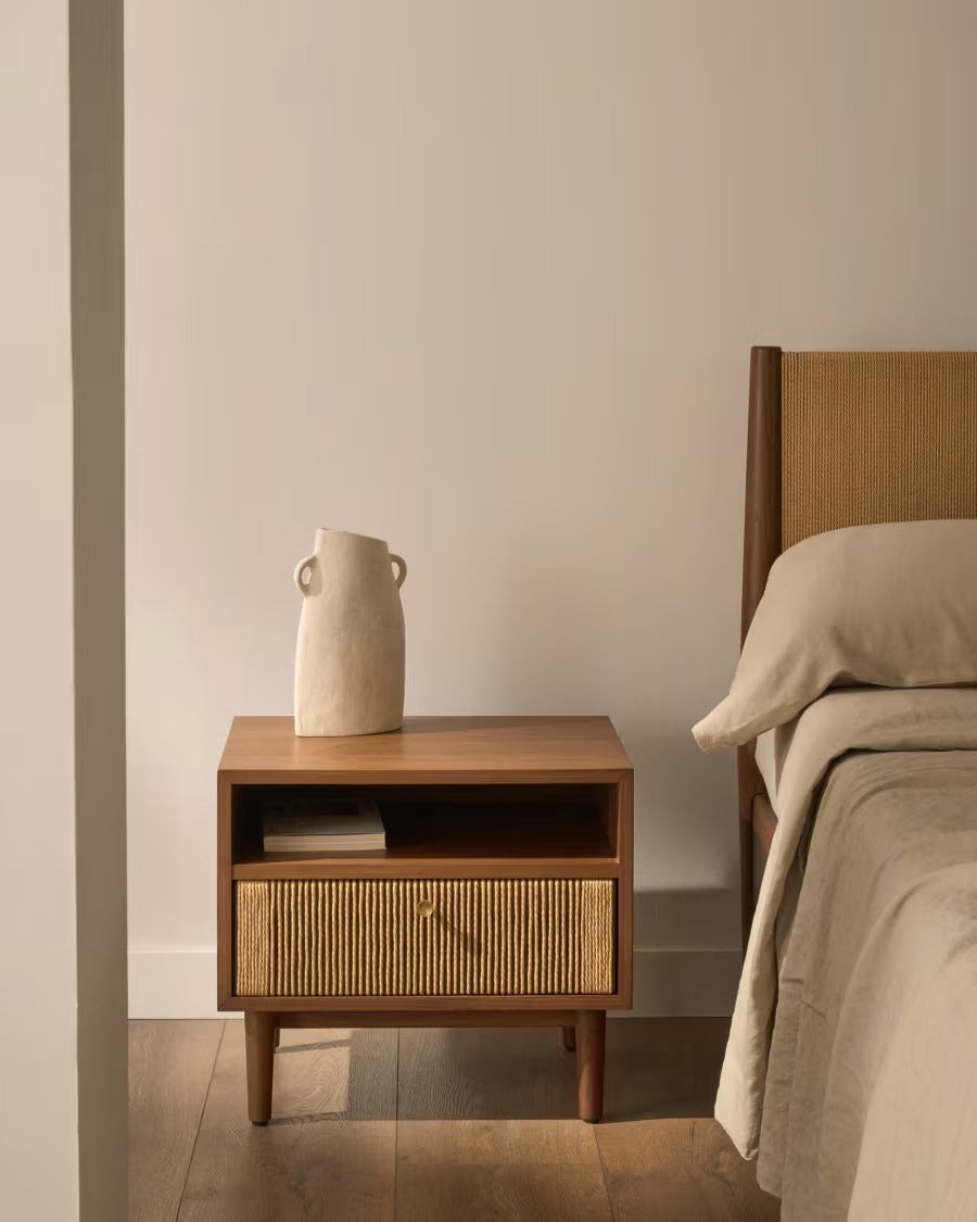 Elan Bedside Table in Veneer and Solid Walnut