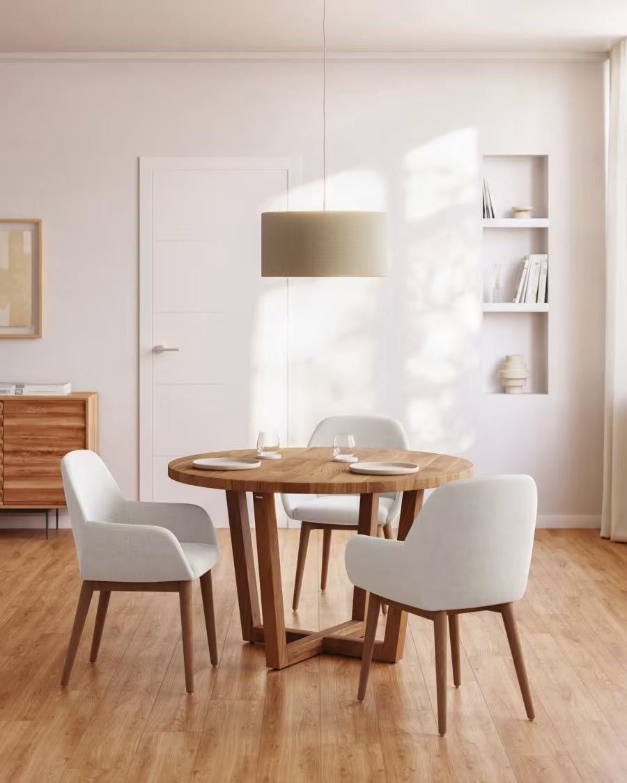 Konna Chair in Beige With Solid Ash Wood Legs