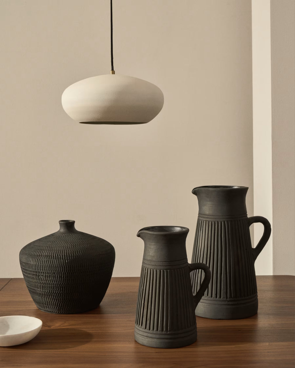 Helve Terracotta Vase in a Black Finish, 24 cm
