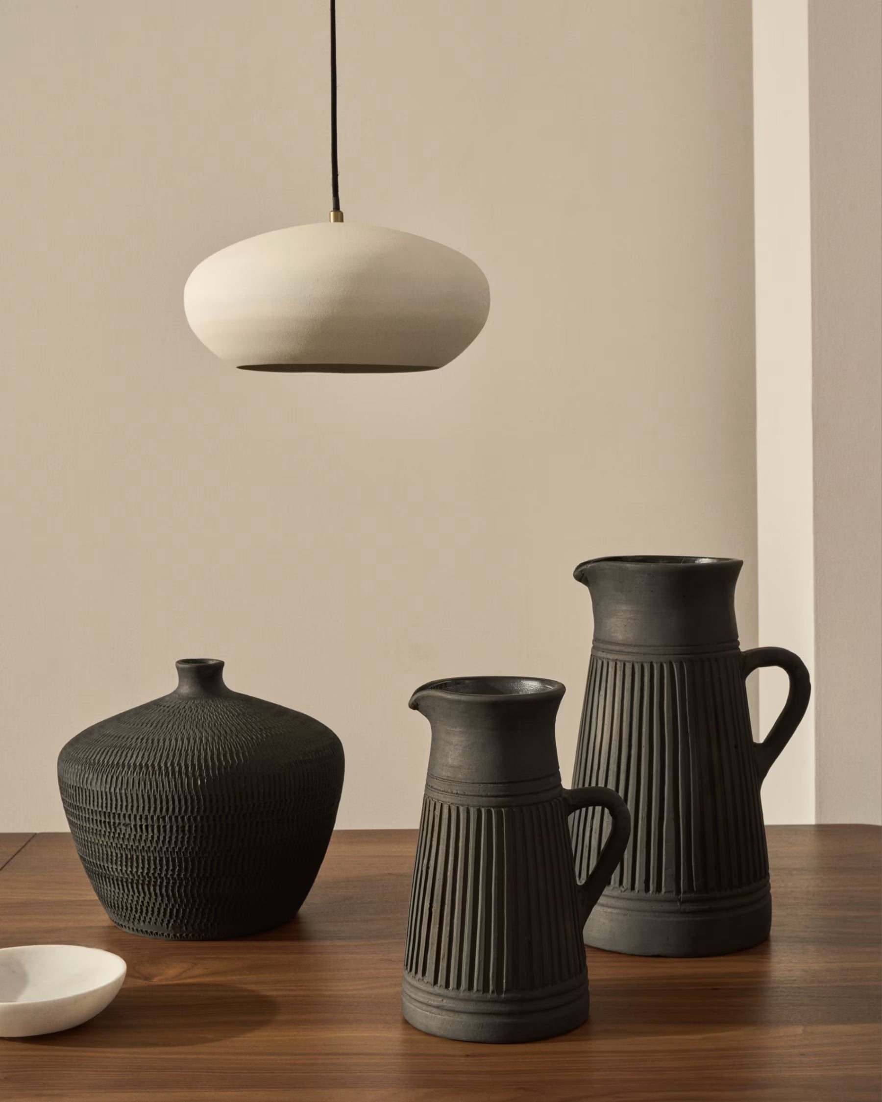 Helve Terracotta Vase in a Black Finish, 24 cm