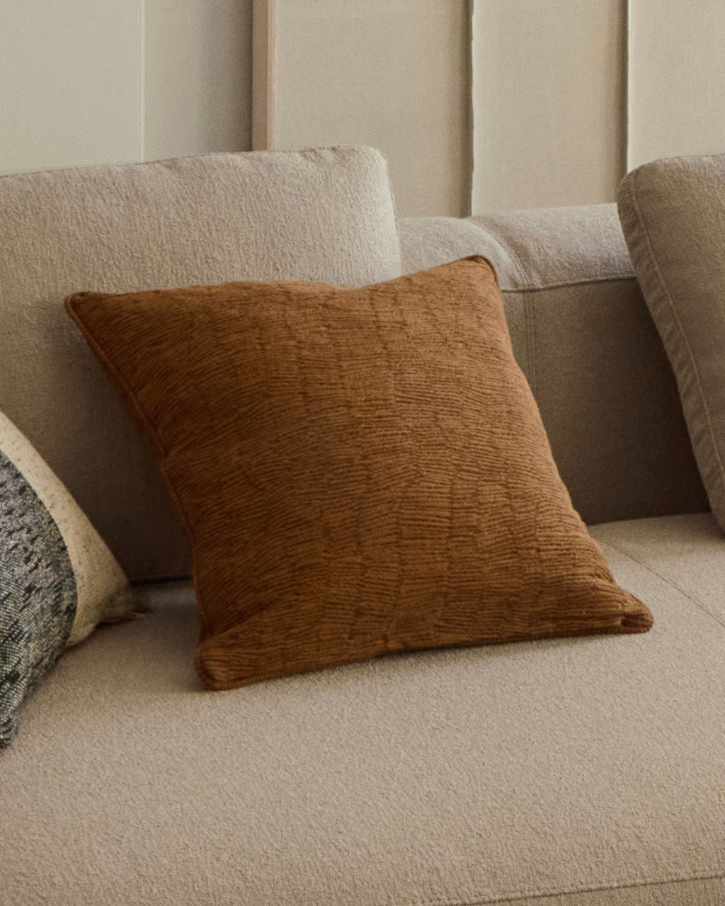 Labid mustard-coloured jacquard# 100% cotton cushion# 45 x 45 cm