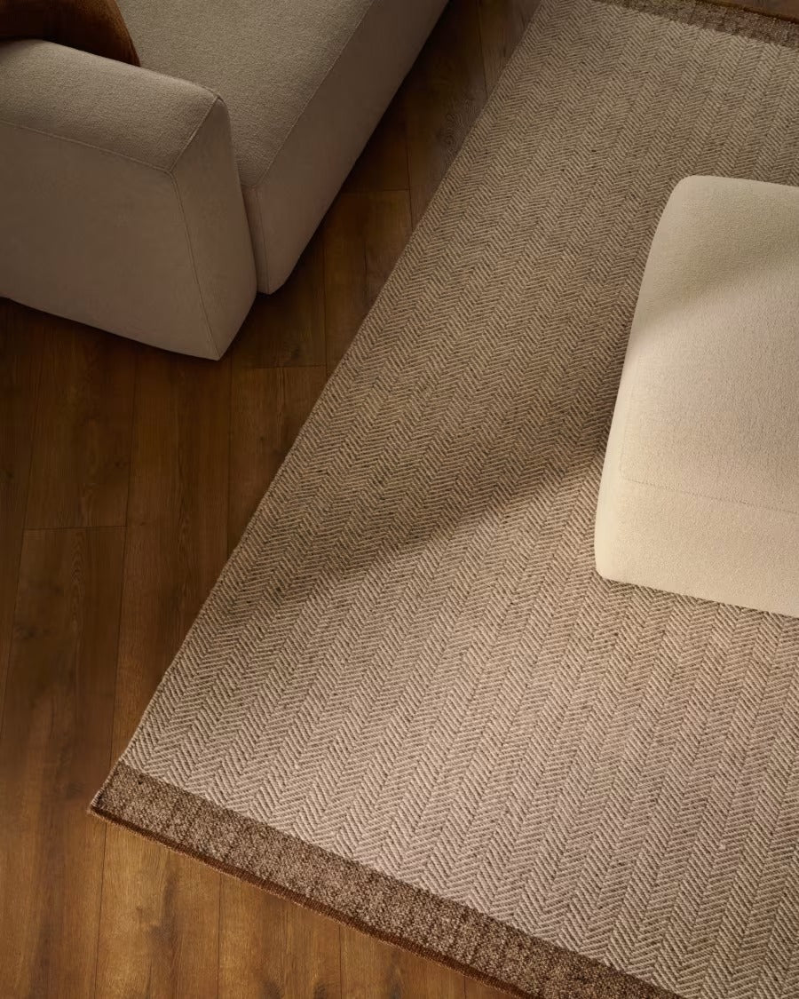 Nifelia Beige Wool Jacquard Rug, 200 x 300 cm