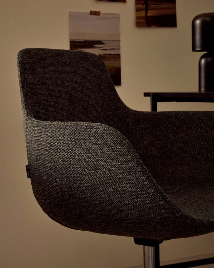 Tissiana Desk Chair in dark grey and aluminium with black finish