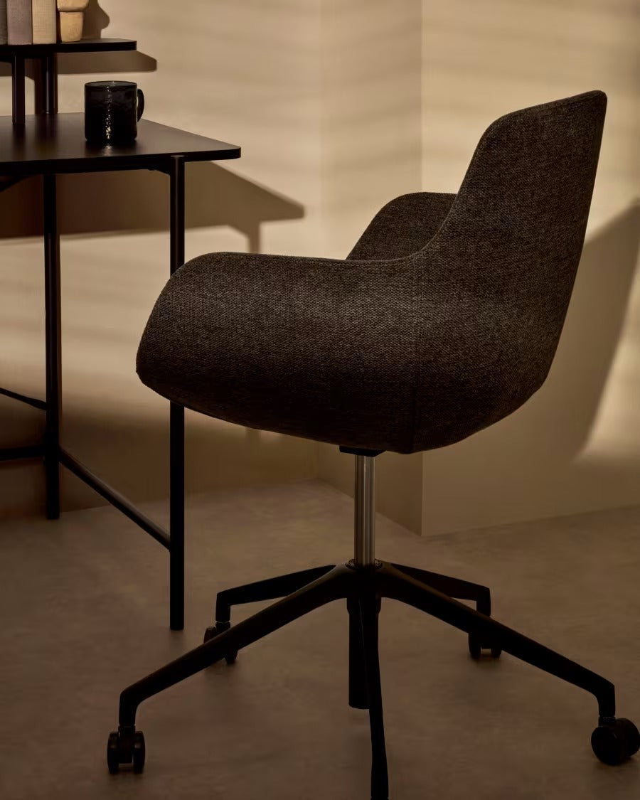 Tissiana Desk Chair in dark grey and aluminium with black finish