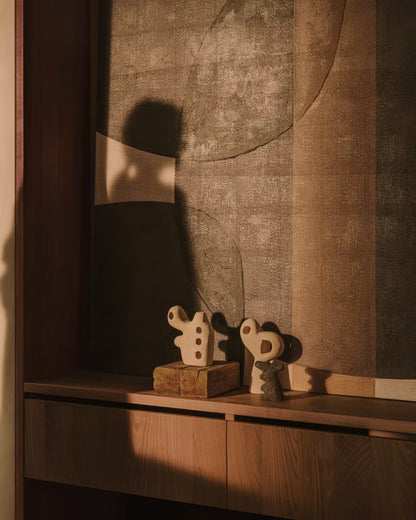 Arif Set of Stone Sculptures in a beige and black finish, 12cm/15cm