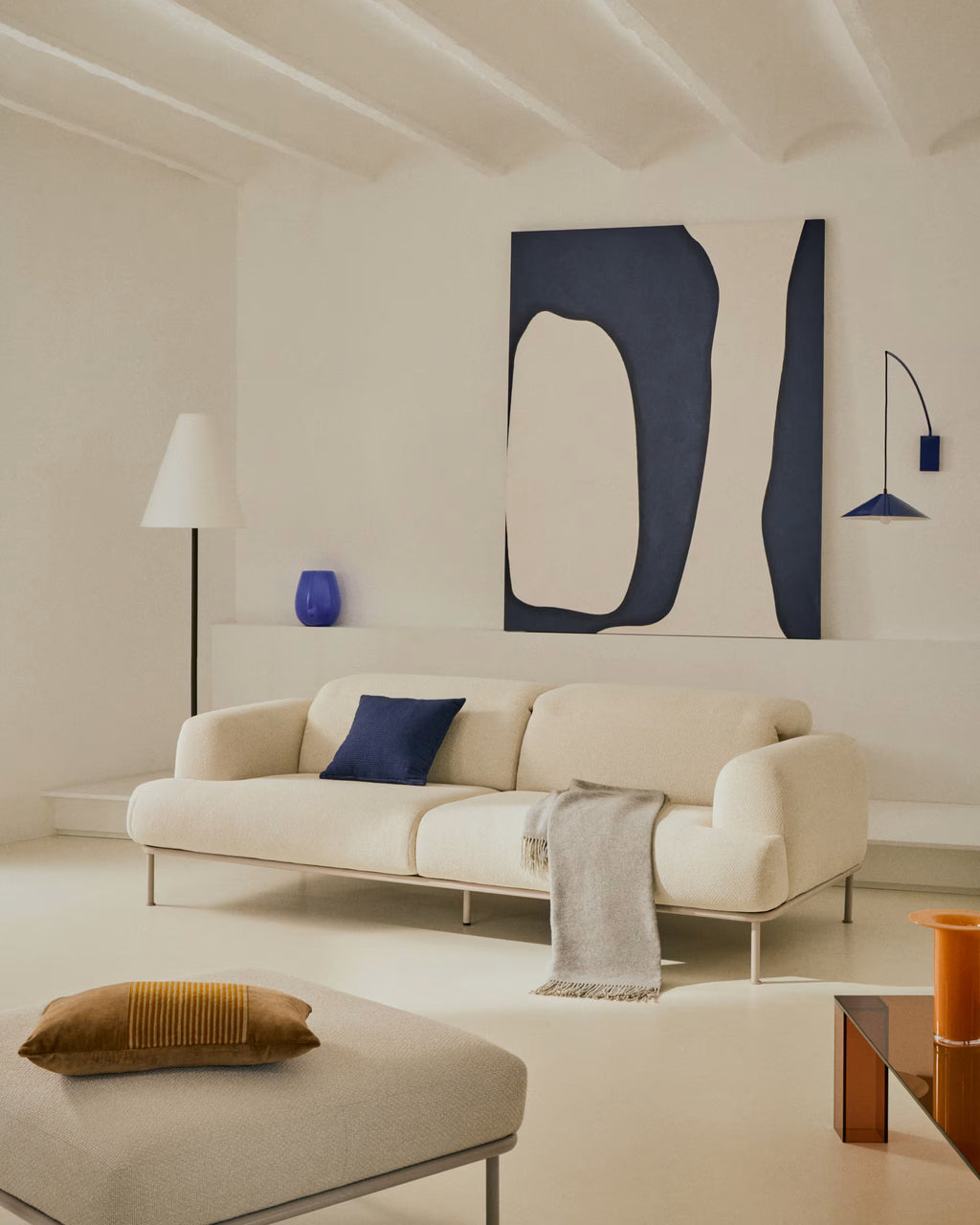 Aurum 2-seater Sofa in Ecru Chenille 214cm