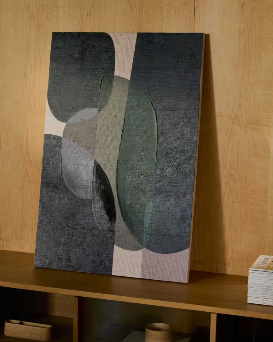Nemsa Blue and Green Abstract Canvas, 90 x 60cm, wall décor