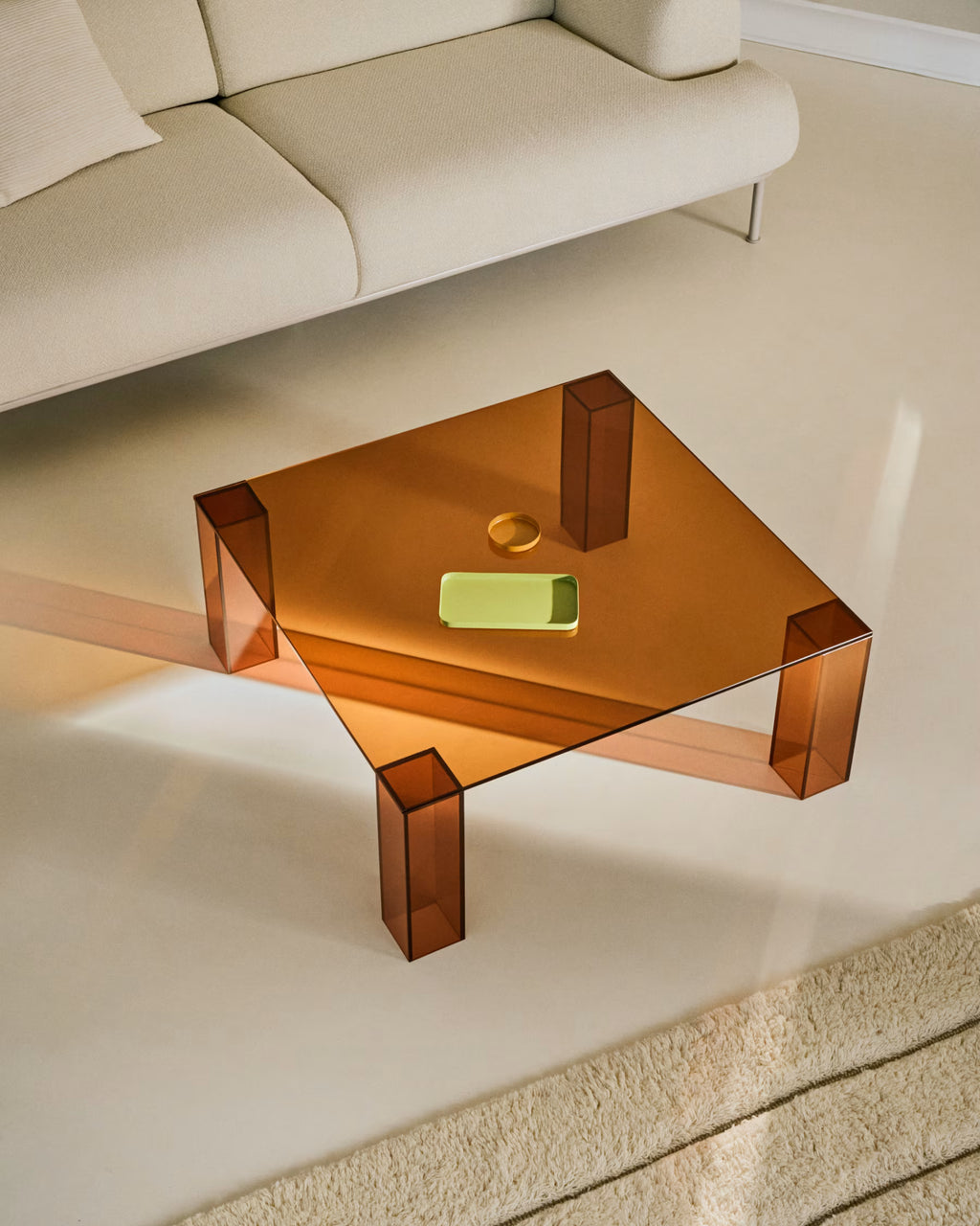 Adularia Brown, Tempered-glass Side Table, 85 x 85 cm.