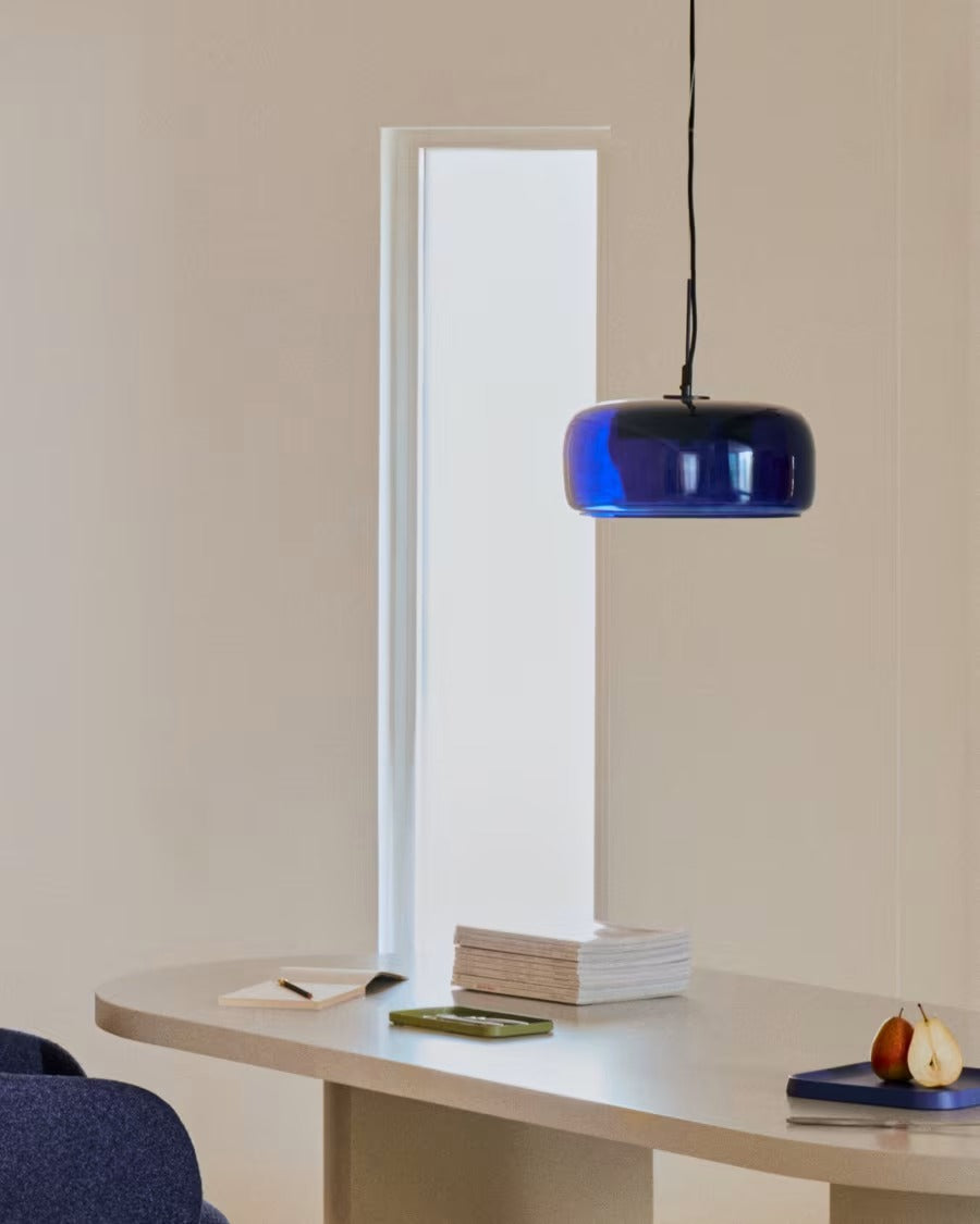 Reig Blue Glass Ceiling Lamp, Ø 38 cm