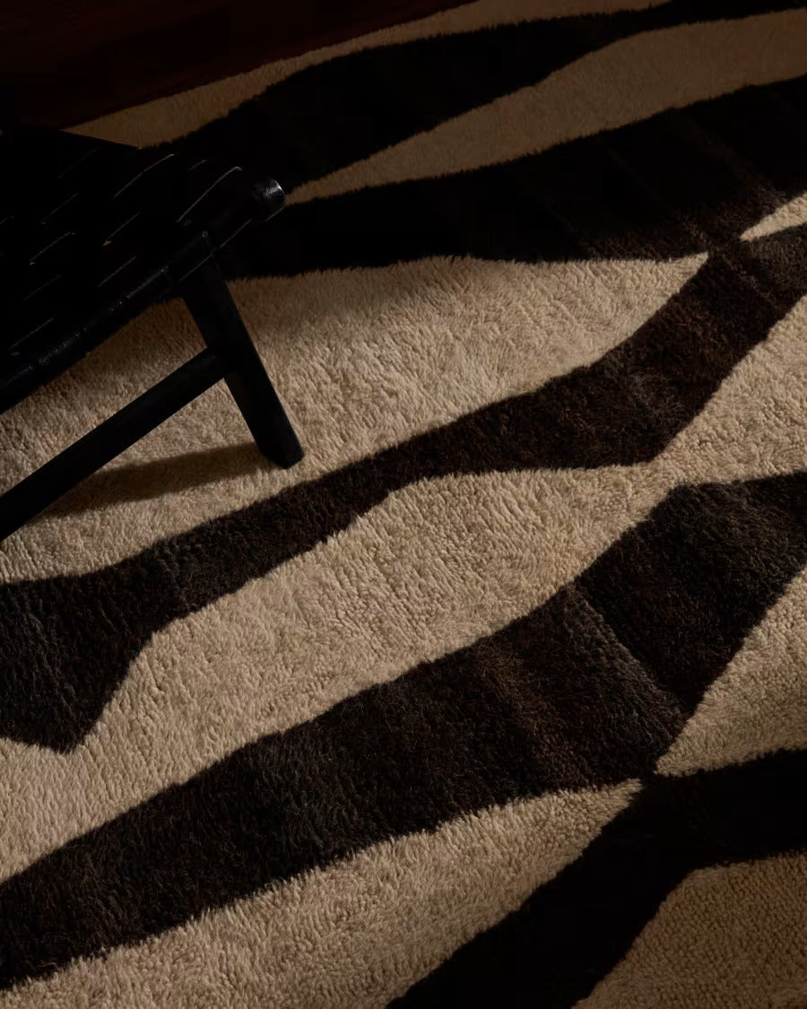 Elvar White and Brown Wool Rug, 160 x 230 cm