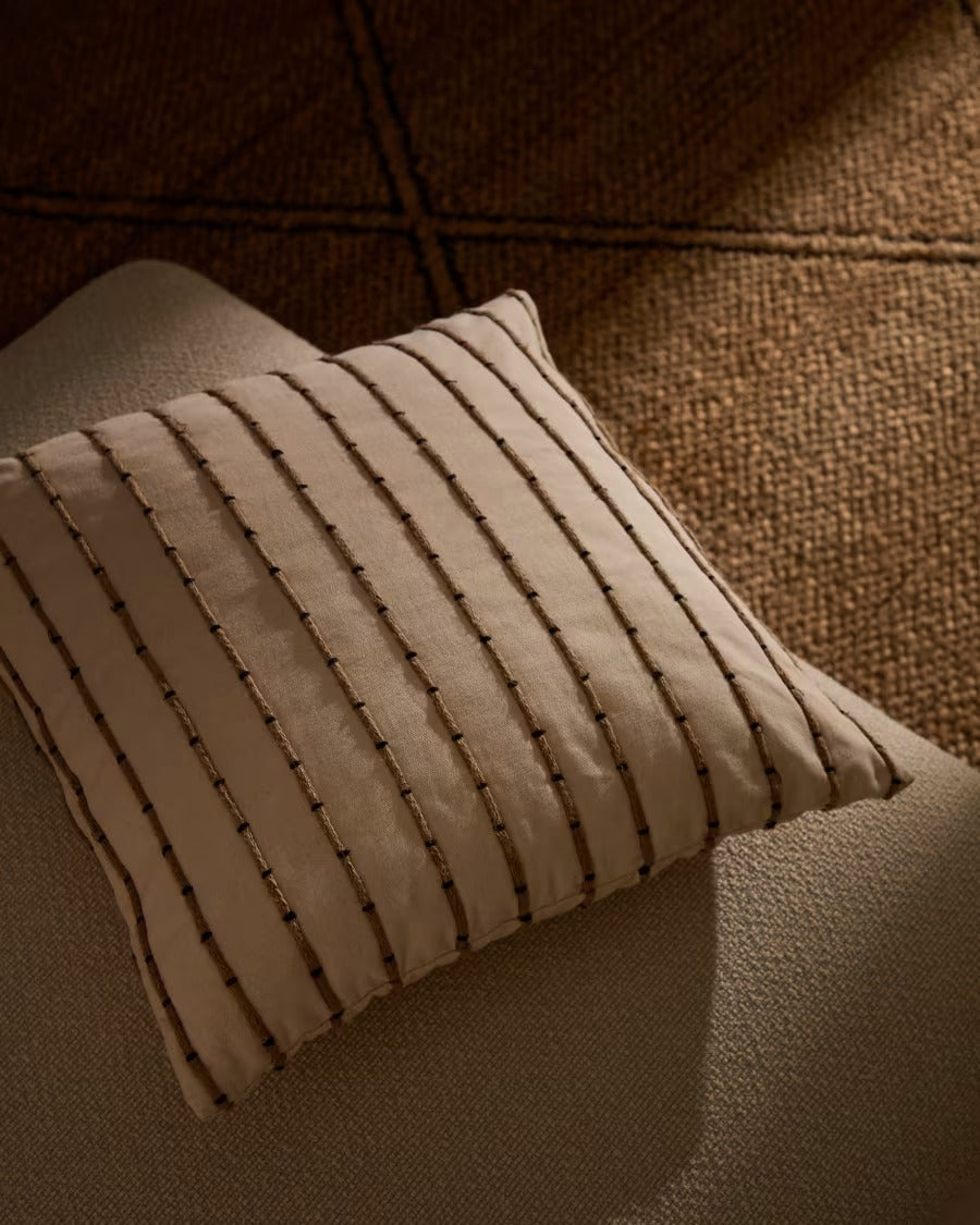 Auila Cushion With a Jute Embroidery