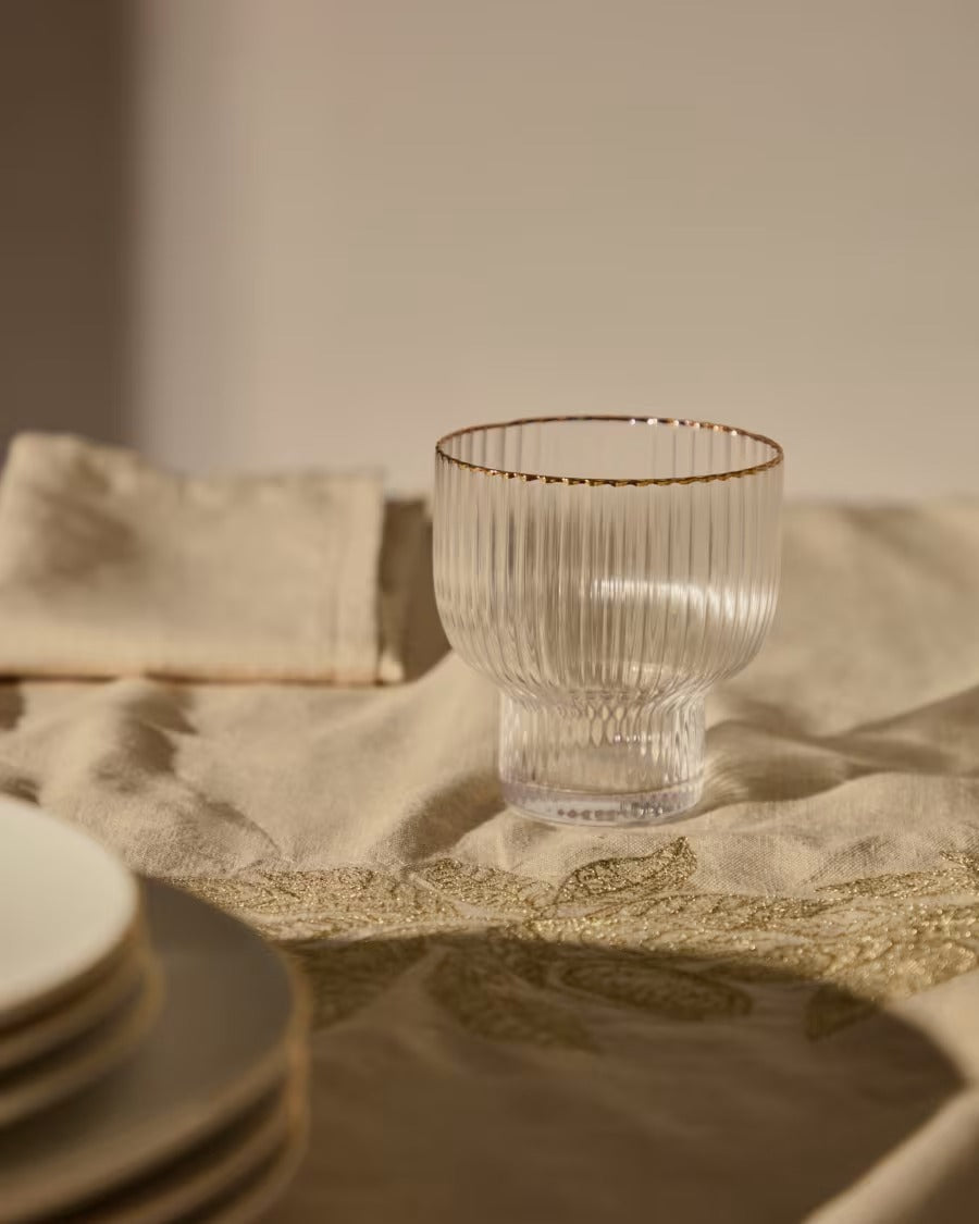Ayan Transparent Glass Cup, with a gold feature, 23 cl