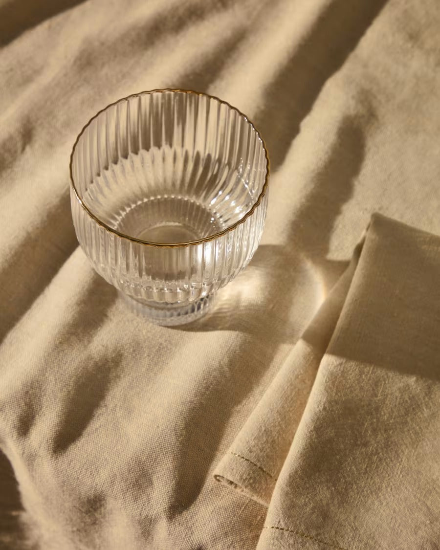 Ayan Transparent Glass Cup, with a gold feature, 23 cl