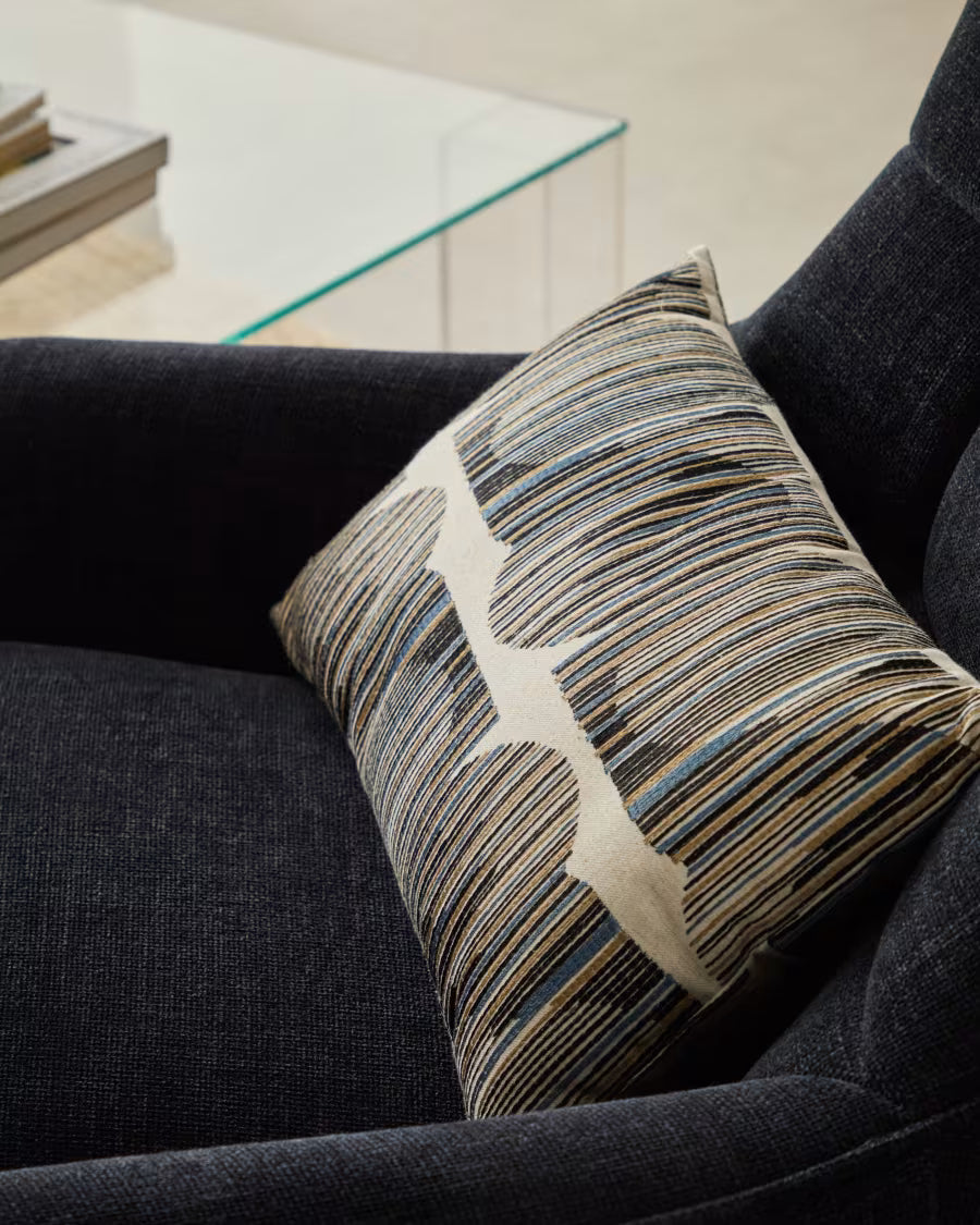 Log Cushion with Multicoloured Graphic