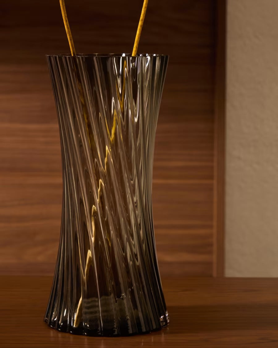 Arep Grey Glass Vase, 28cm