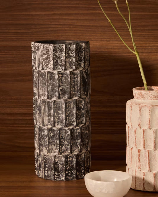 Arisa Black Papier Mâché Vase, 31 cm
