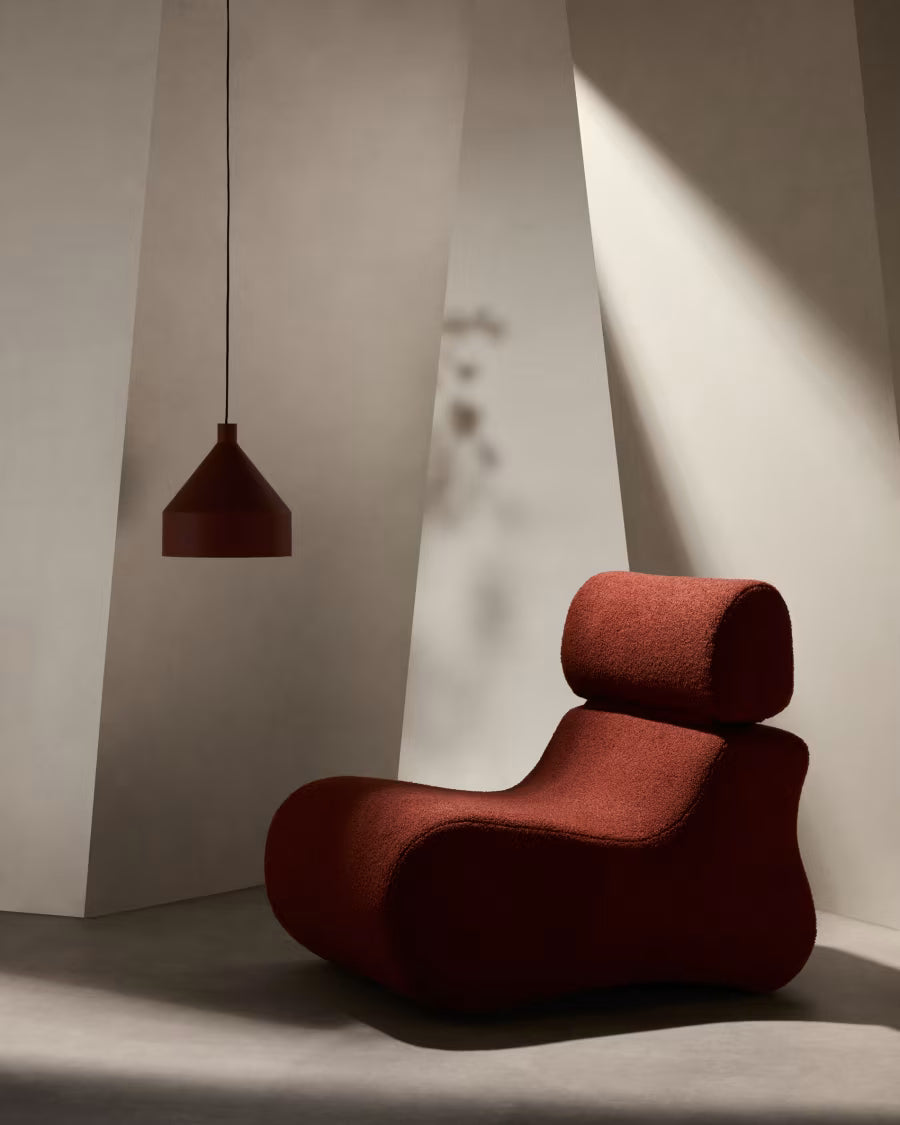 Club Terracotta Boucle Armchair.