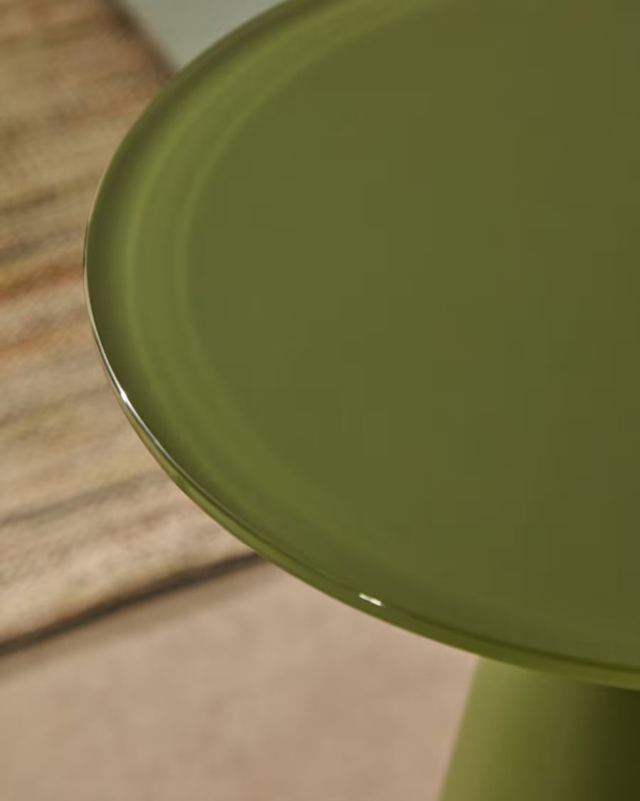 Wilshire side table with frosted tempered glass and matt green 35cm