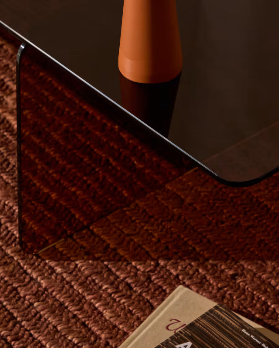 Zaren brown# tempered-glass coffee table# 120 x 60 cm